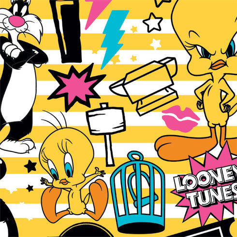 Looney Tunes Tweety and Sylvester Striped Patches Galaxy Book 12in Skin